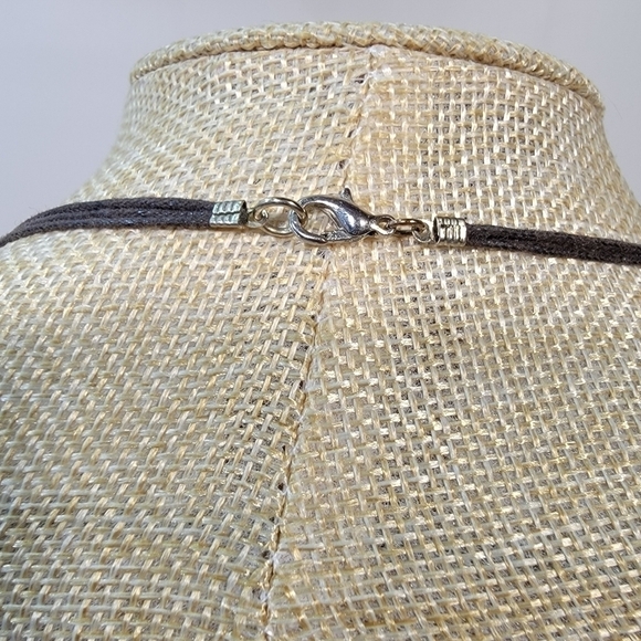 Statement Necklace Wooden Beads Copper Tone Ring Crochet Textured Boho - Picture 8 of 9